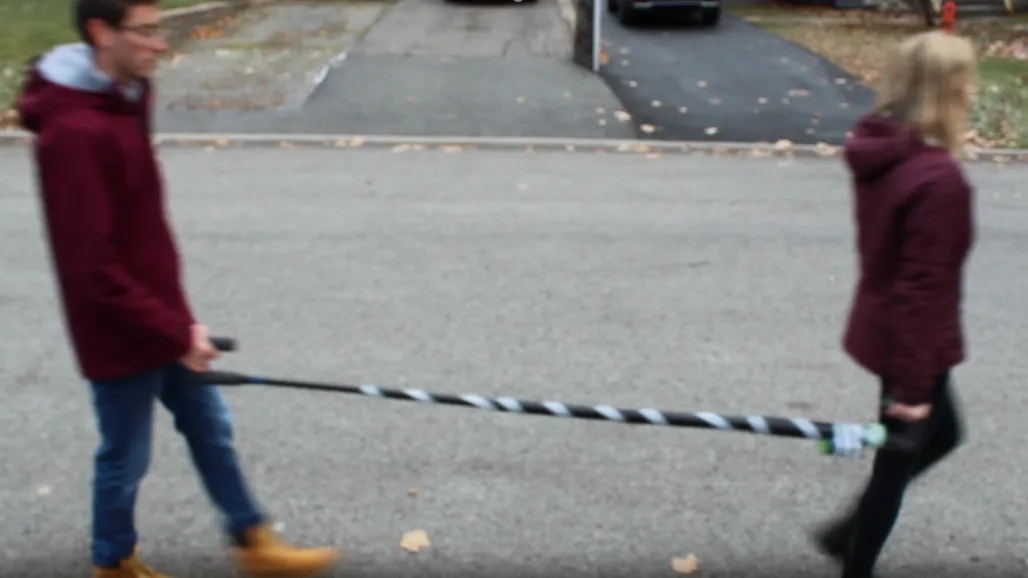 The Guiding Cane prototype in use, steered by vibration