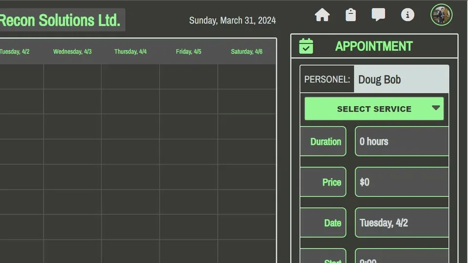 TimeSlot's week calendar with appointments